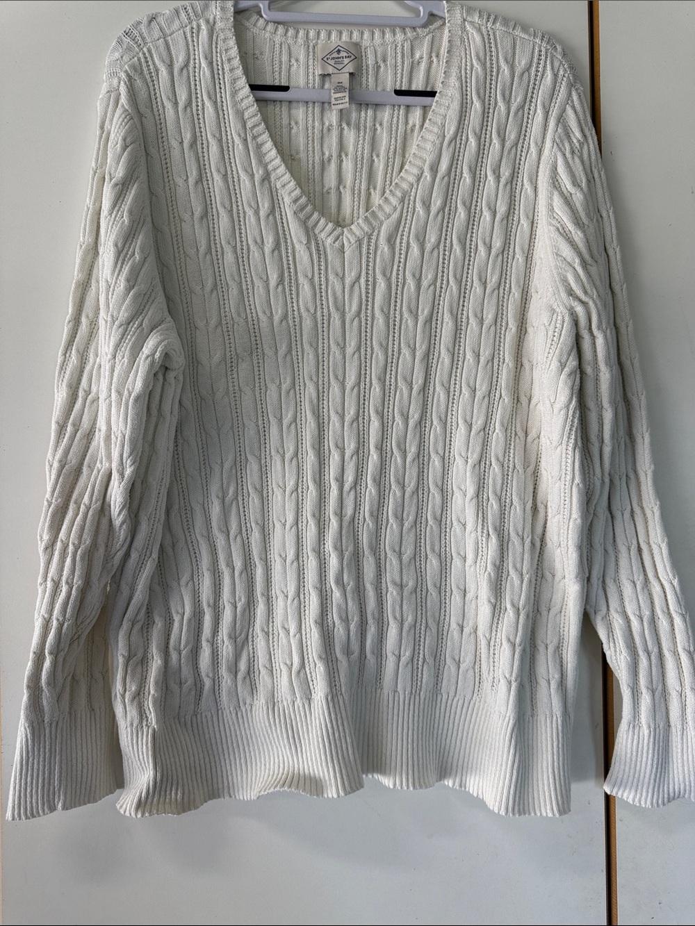 St. John's Bay Cream Cable-Knit V-Neck Sweater